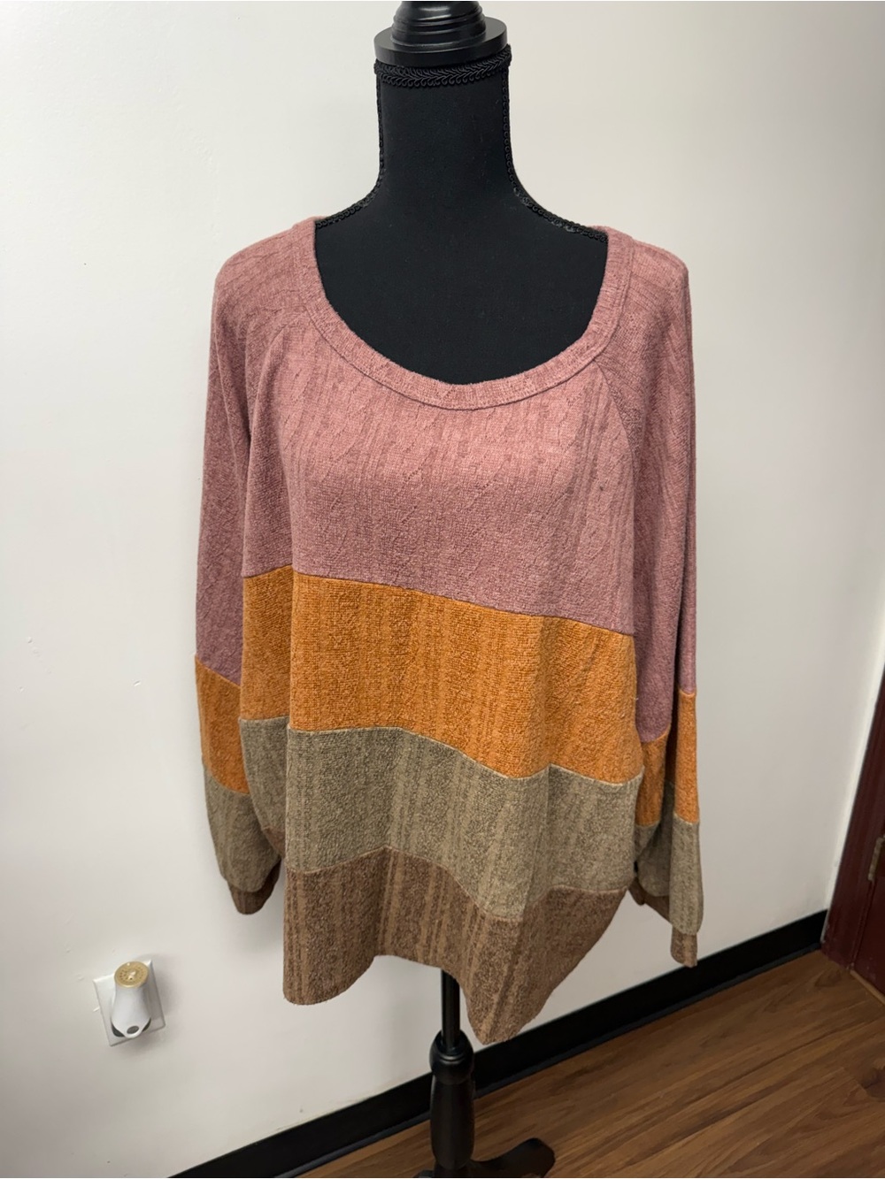 Chic Soul Oversized Colorblock Sweater - Dusty Rose, Mustard, Taupe, Brown